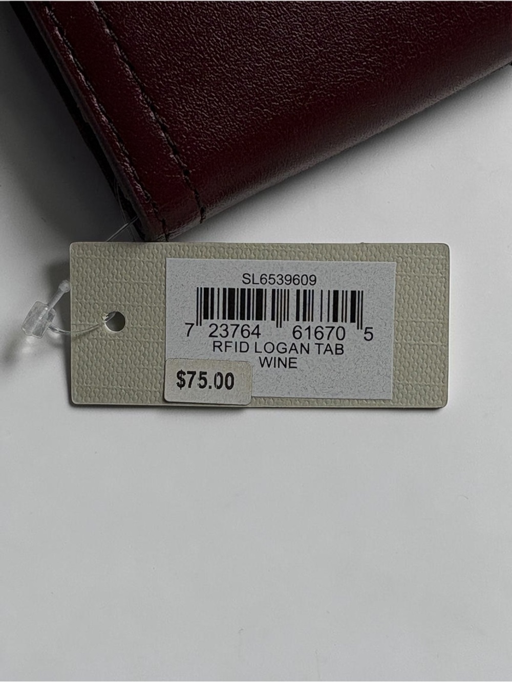 NWT Fossil Logan RFID Leather Tab Clutch Wallet Wine Maroon - Picture 7 of 7